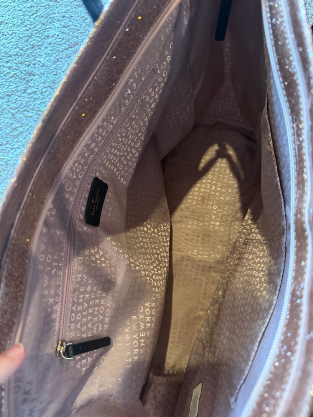 kate spade Glitter Pink Tote with Black Handles - Picture 3 of 3